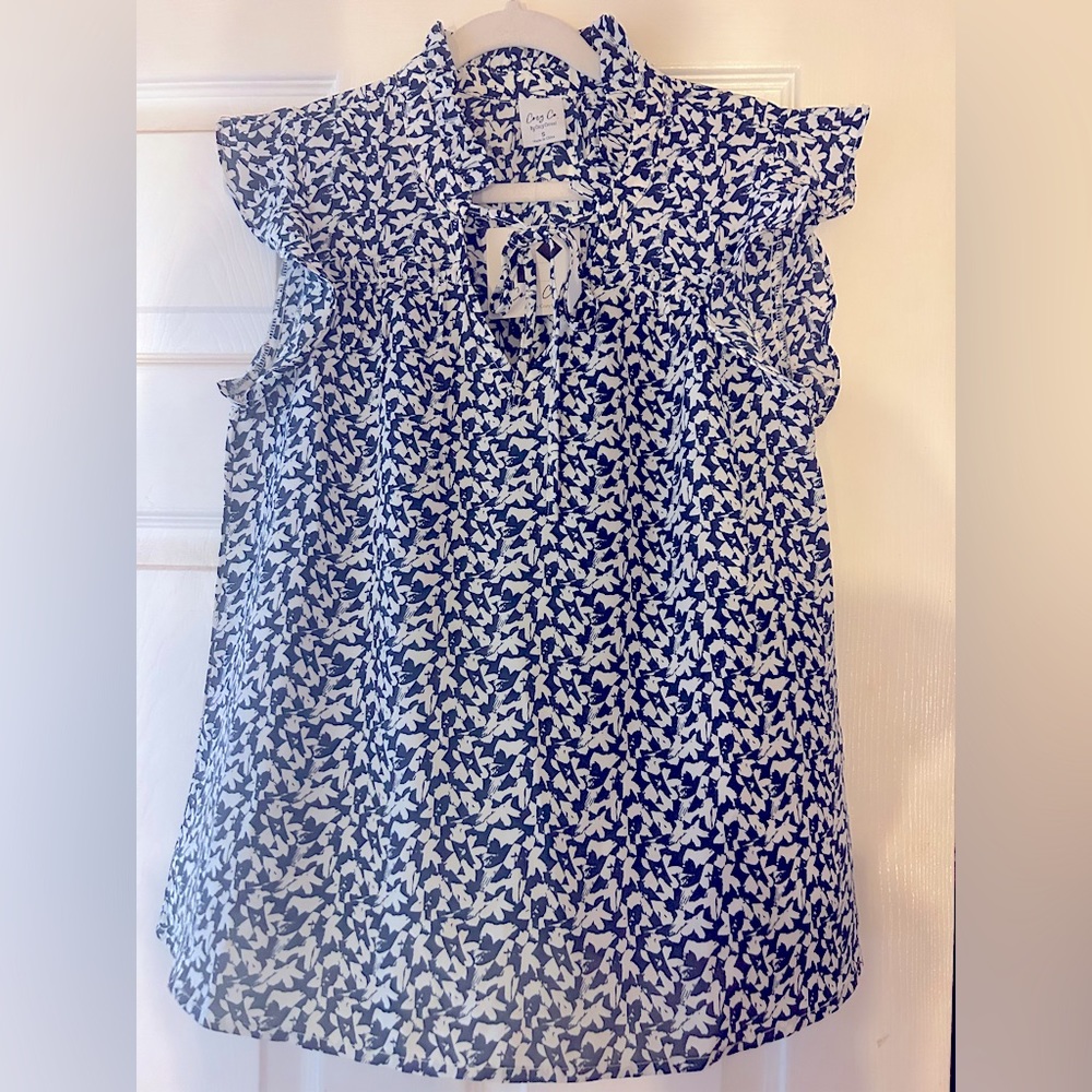 NWT Cozy Co. by Cozy Casual Navy & White Shirt